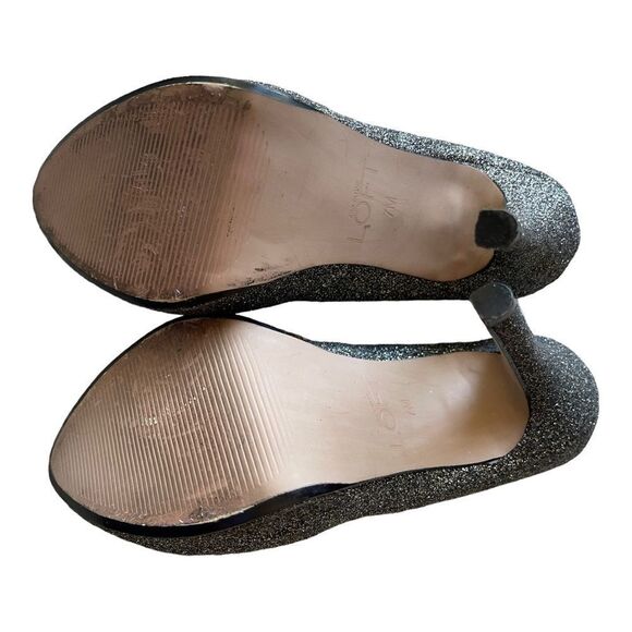 Ann Taylor LOFT Silver Sparkle Stiletto Heels Size 7 Round Toe Cocktail Formal - Picture 5 of 9
